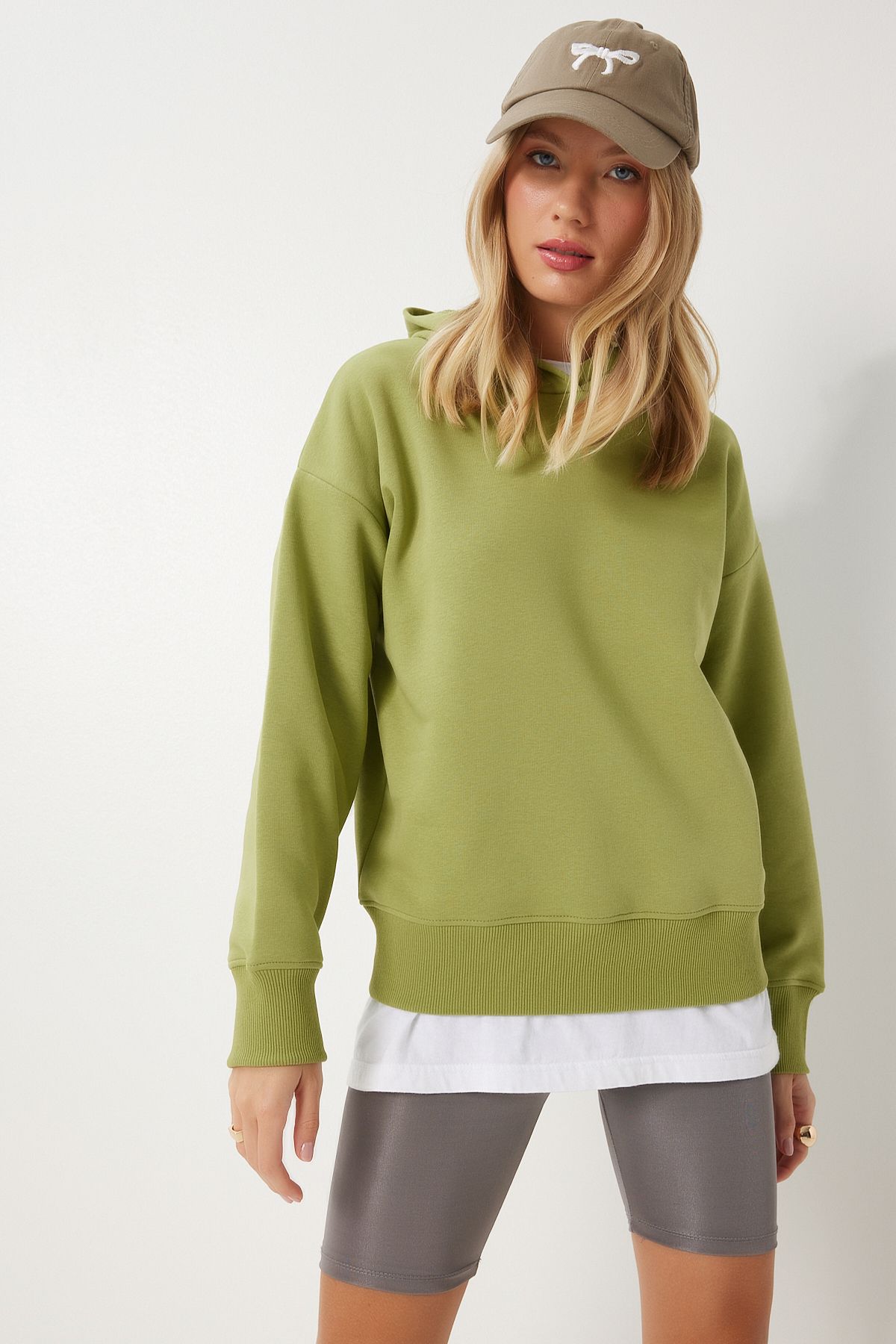 Yeşil Kapüşonlu Şardonlu Sweatshirt OW00050
