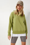 Yeşil Kapüşonlu Şardonlu Sweatshirt OW00050