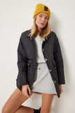Siyah Cepli Oversize Kapitone Mont FO00001