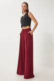 Bordo Cepli Dokuma Palazzo Pantolon UL00052