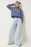 Buz Mavi Orta Bel Geniş Paça Jean FN03413