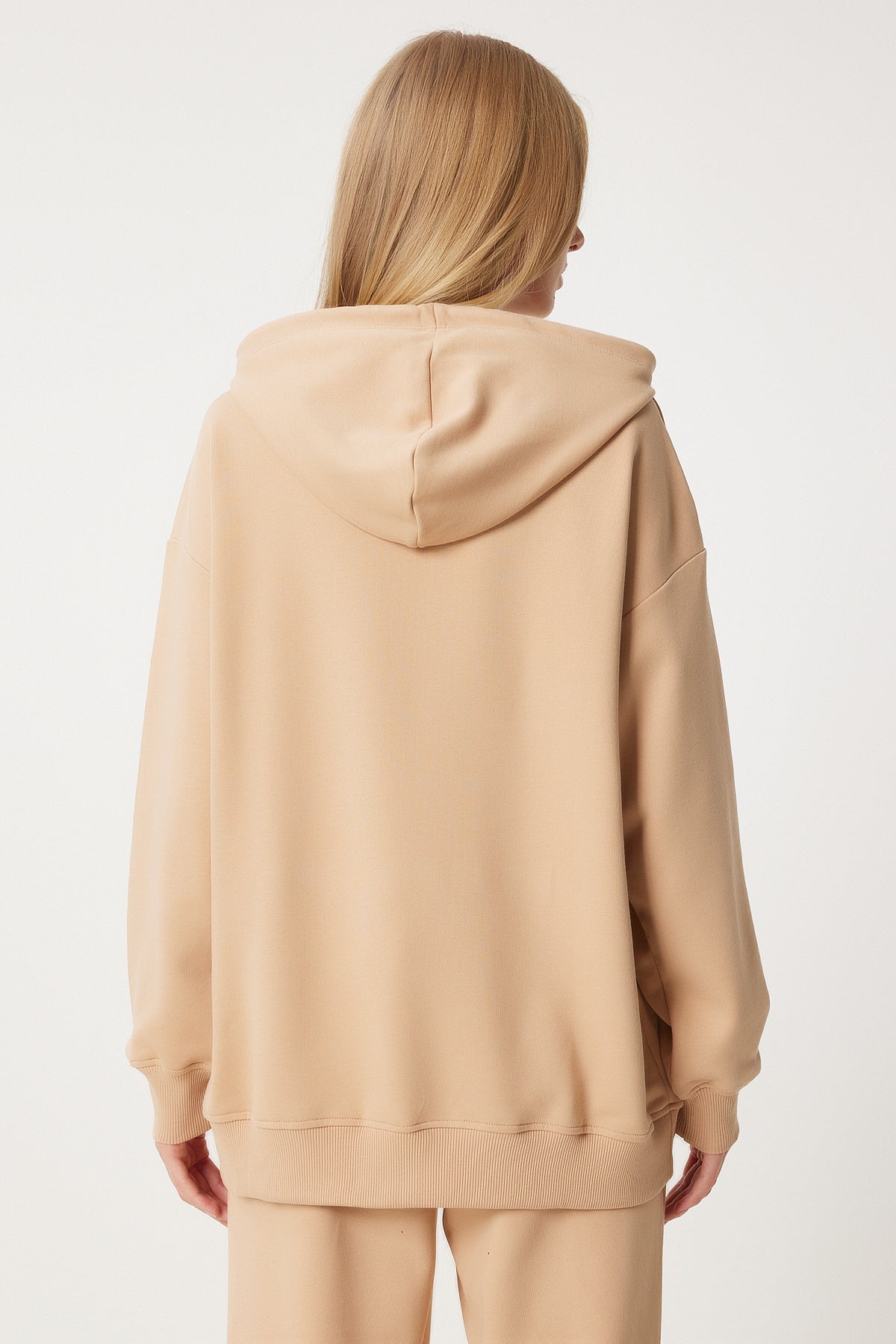 Bisküvi Kapüşonlu Sweatshirt Jogger Oversize Örme Eşofman Takımı PYS0027