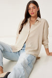 Taş Oversize Keten Gömlek PB00052