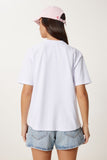 Beyaz Kalp Nakışlı Pamuklu Örme T-Shirt AN00244