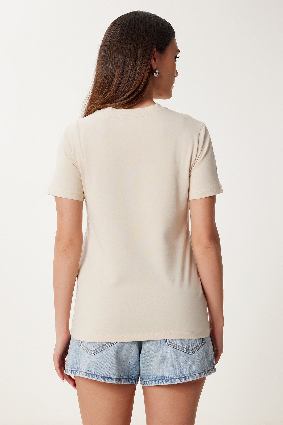 Taş Portakal Nakış İşlemeli Pamuklu T-Shirt UB00385