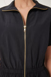 Siyah Fermuarlı Midi Poplin Elbise UB00375