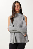Gri Cut Out Detaylı Oversize Triko Kazak AS00015