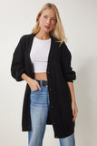 Siyah Balon Kollu Oversize Triko Hırka DD01033