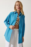 Mavi Oversize Uzun Basic Gömlek DD00842