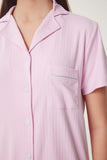 Pembe Gömlek Alt Örme Pijama Takımı PQ00001