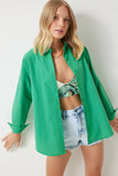 Yeşil Oversize Uzun Basic Gömlek MX00167