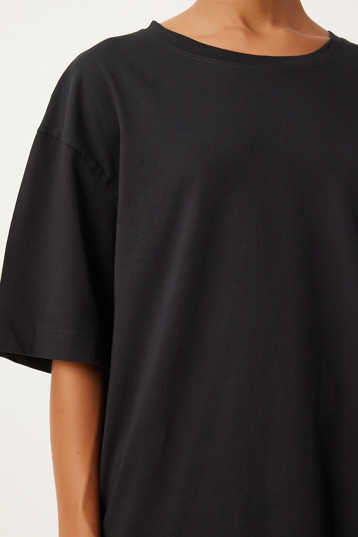 Siyah Oversize T-Shirt Volanlı Örme Etek Takım UB00291