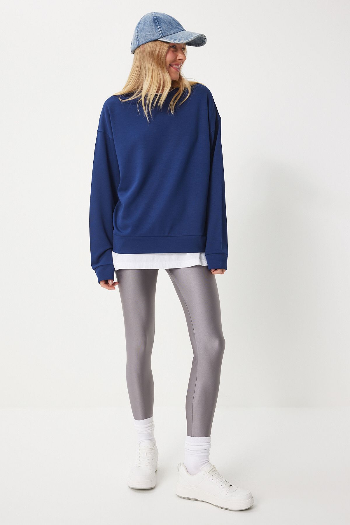 Lacivert Basic Mevsimlik Modal Örme Sweatshirt AN00212