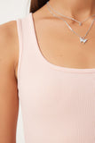 Açık Pudra Kare Yaka Askılı Fitilli Crop Bluz BF00058
