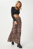 Siyah Bej Leopar Desenli Uzun Dokuma Etek RC00155