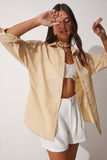 Latte Oversize Uzun Basic Gömlek  DD00842