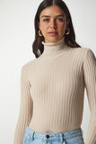 Latte Balıkçı Yaka Fitilli Basic Kazak bv00095