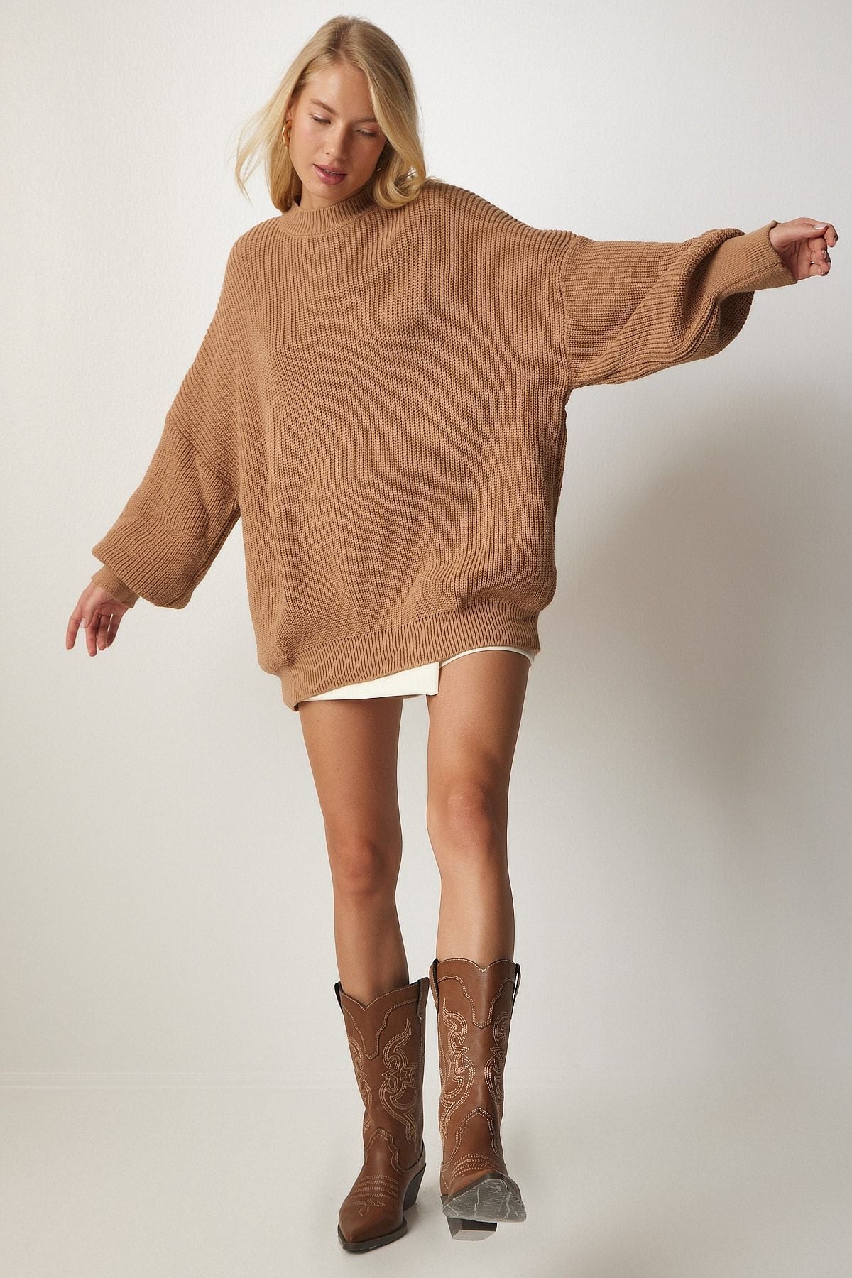 Bisküvi Oversize Basic Triko Kazak mx00126