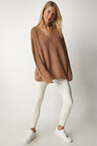 Bisküvi V Yaka Oversize Basic Triko Kazak MX00130
