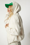 Krem Kapüşonlu Fermuarlı Polar Sweatshirt MC00216
