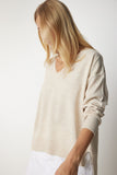 Krem V Yaka Oversize Triko Kazak BV00082