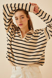 Koyu Krem Polo Yaka Crop Triko Kazak  US00293