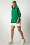 Yeşil Kapüşonlu Şardonlu Basic Sweatshirt SM00153
