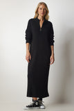 Siyah Fitilli Oversize Triko Elbise DD01251