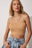 Bisküvi Askılı Crop Triko Bluz PN00071