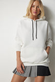 Ekru Kapüşonlu Örme Sweatshirt EW00001