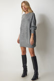 Gri Oversize Uzun Basic Triko Kazak BV00099