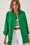 Canlı Yeşil Oversize Uzun Basic Gömlek DD00842