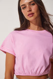Pembe Beli Elastik Crop T-Shirt UB00083