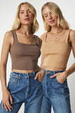 2'Li Askılı Yazlık Triko Crop Bluz