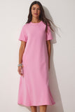 Pembe A Kesim Yazlık Penye Elbise UB00060