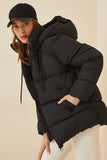 Siyah Kapüşonlu Oversize Şişme Mont RV00001