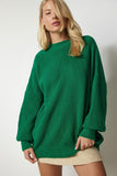 Koyu Yeşil Oversize Basic Triko Kazak mx00126