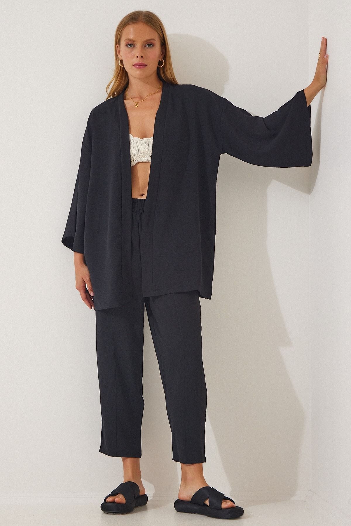 Siyah Kimono Pantolon Takım DZ00046