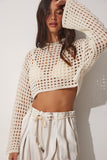 Krem Ajurlu Crop Triko Bluz MC00186