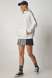Beyaz Kapüşonlu Şardonlu Basic Sweatshirt SM00153