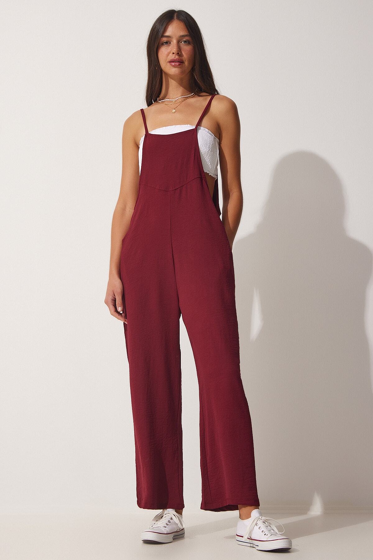 Bordo Cepli Bahçıvan Tulum  DD00910