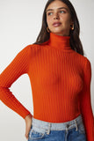 Oranj Balıkçı Yaka Fitilli Basic Kazak BV00095