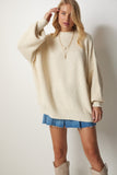 Krem Oversize Basic Triko Kazak mx00126