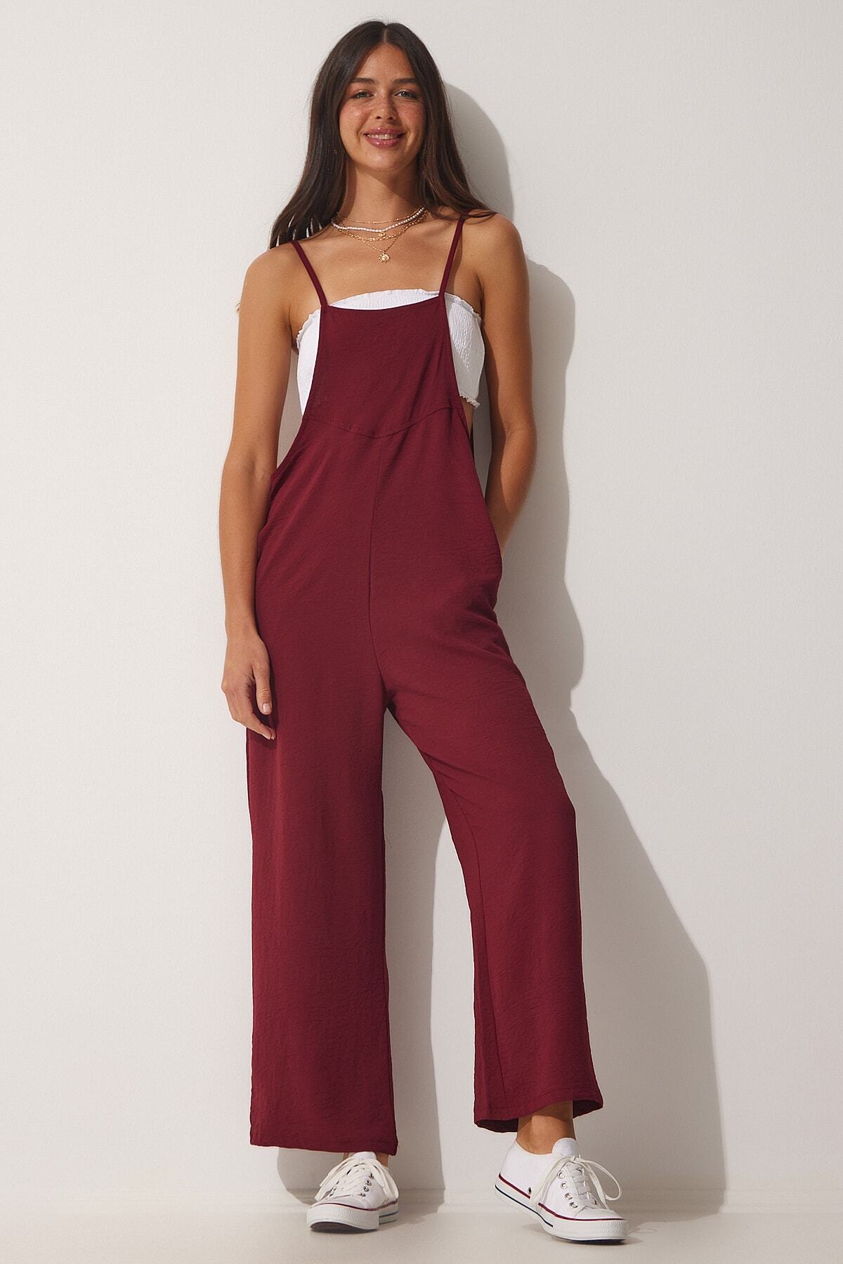 Bordo Cepli Bahçıvan Tulum  DD00910