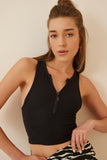 Siyah Fermuarlı Fitilli Crop Örme Bluz YK00031