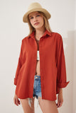 Kiremit Oversize Uzun Basic Gömlek DD00842