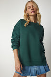 Haki Fermuar Detaylı Şardonlu Örme Sweatshirt UB00148