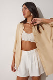 Latte Oversize Uzun Basic Gömlek  DD00842