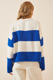 Mavi Kemik Polo Yaka Oversize Crop Triko Kazak  US00685