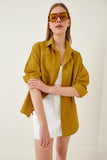 Hardal Oversize Uzun Basic Gömlek  DD00842